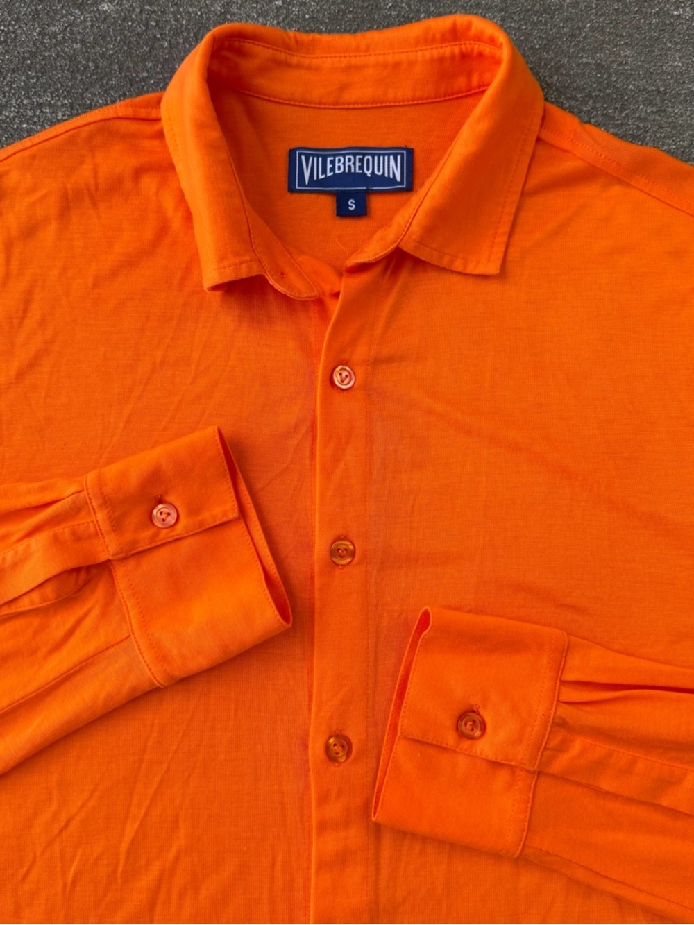Vilebrequin Calandre Button Up LS Shirt Small Orange Lylocell Resort Wear Luxury